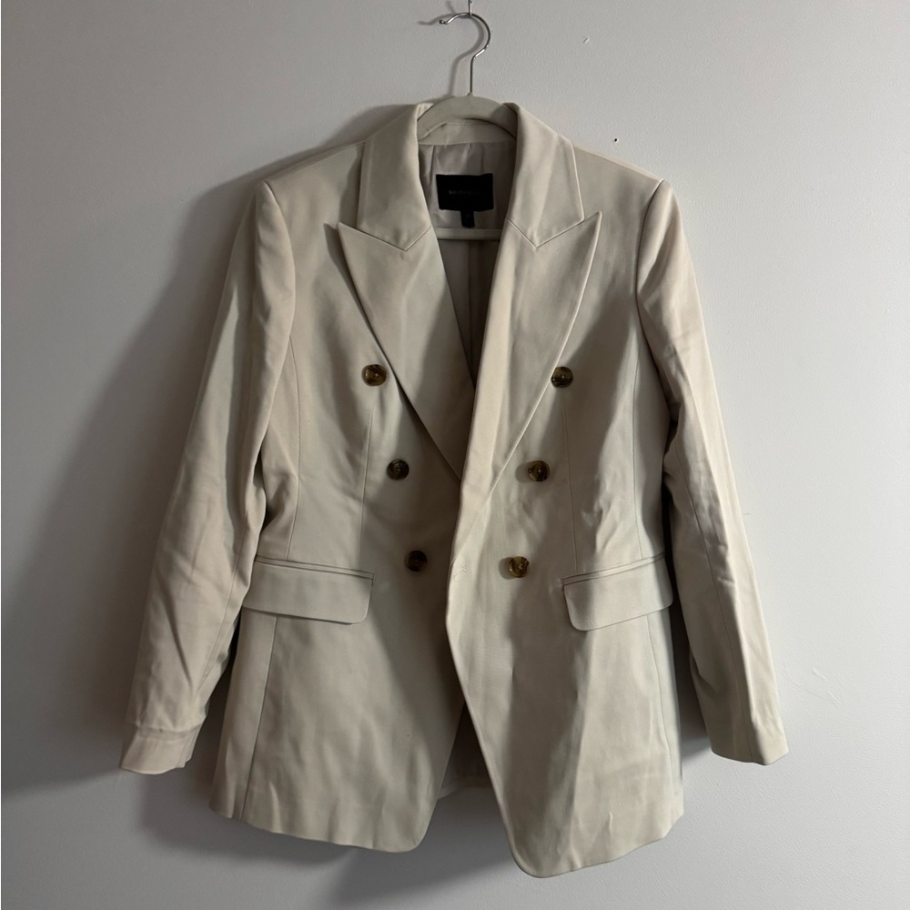Banana Republic Cream Double-Breasted Blazer